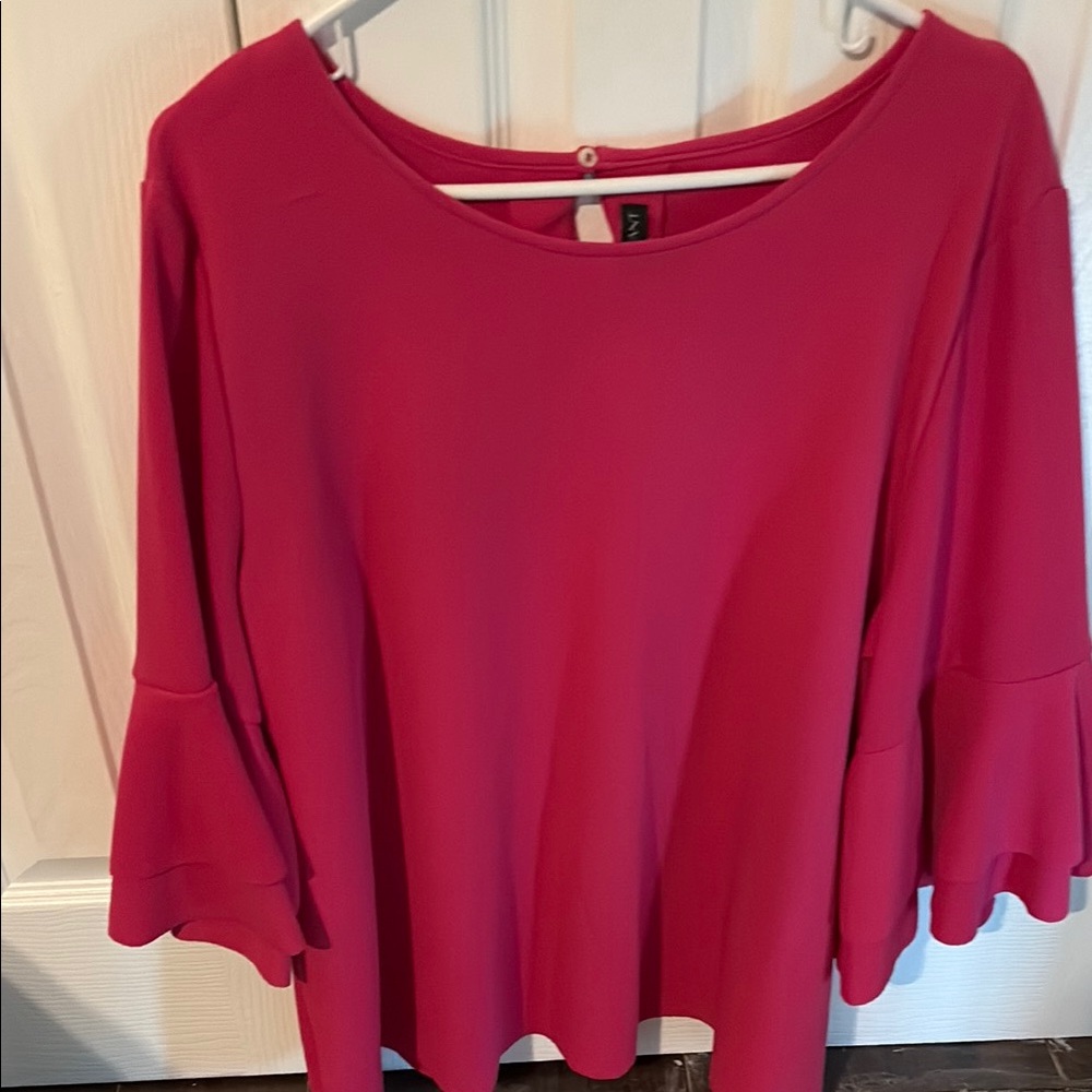 Lane Bryant Pink Boxy Ruffled Blouse
